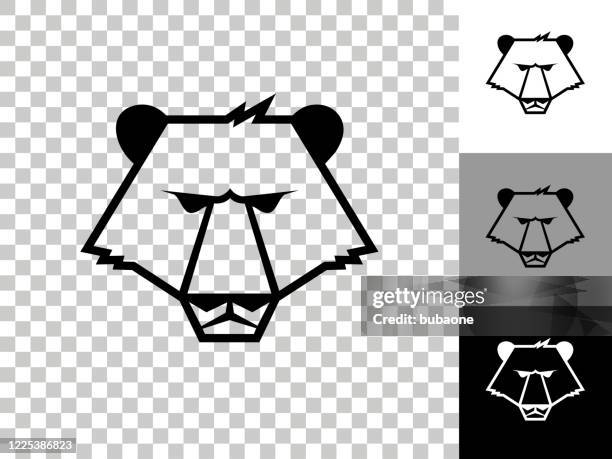 bear icon on checkerboard transparent background - bear face stock illustrations