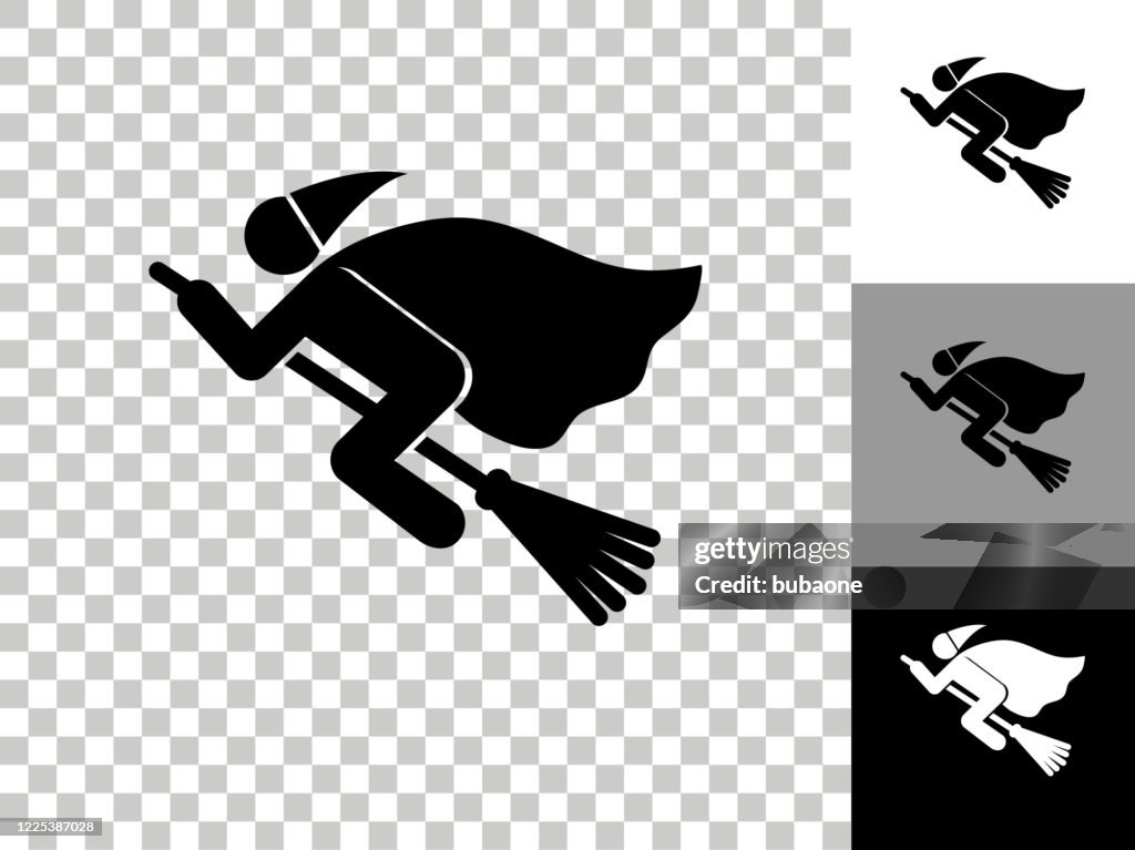 Witch On The Broom Icon On Checkerboard Transparent Background High-Res  Vector Graphic - Getty Images