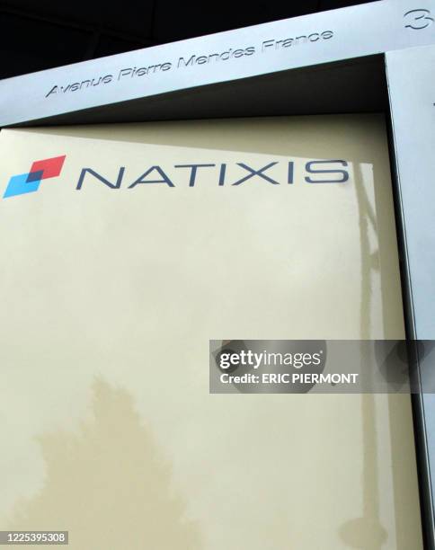 Picture shows the entrance of the headquarters of French investment bank Natixis on May 19, 2009 in Paris, where French police raided, as well as its...