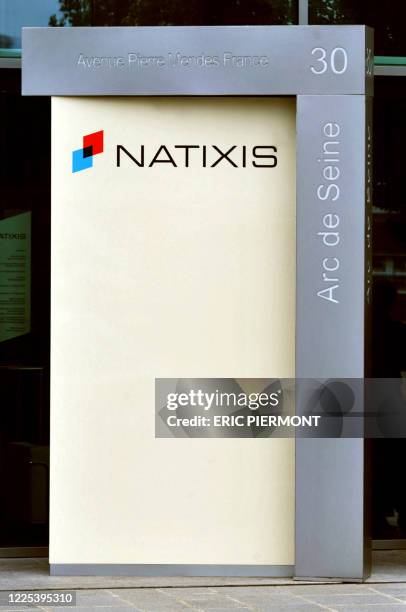 Picture shows the entrance of the headquarters of French investment bank Natixis on May 19, 2009 in Paris, where French police raided, as well as its...