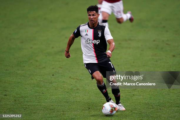 Cristiano Ronaldo of Juventus FC in action during the Serie A match between Ac Milan and Juventus Fc. Ac Milan wins 4-2 over Juventus Fc.