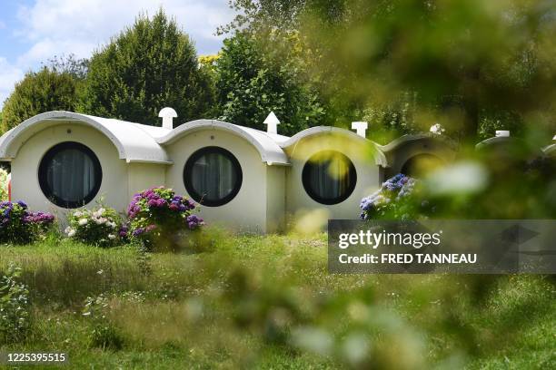 White chalets at the Beg Meil - Villages Clubs du Soleil seaside resort in Fouesnant, western France on July 6, 2020. - Village of barbapapas, Star...