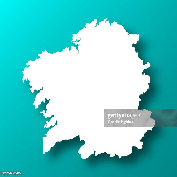galicia map on blue green background with shadow - santiago de compostela stock illustrations