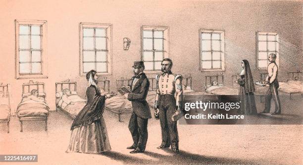 koulali barrack hospital during the crimean war - nursing assistant stock illustrations