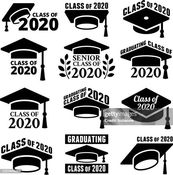 graduating class of 2020 vector graphic set. - graduation 2020 stock illustrations