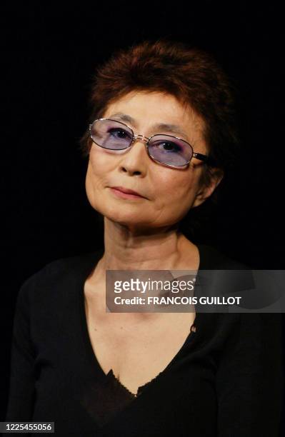 Portrait of Artist Yoko Ono taken 15 September 2003 in Paris during a stage at the Ranelagh theater. The 70 year-old widow of Beatle John Lennon...