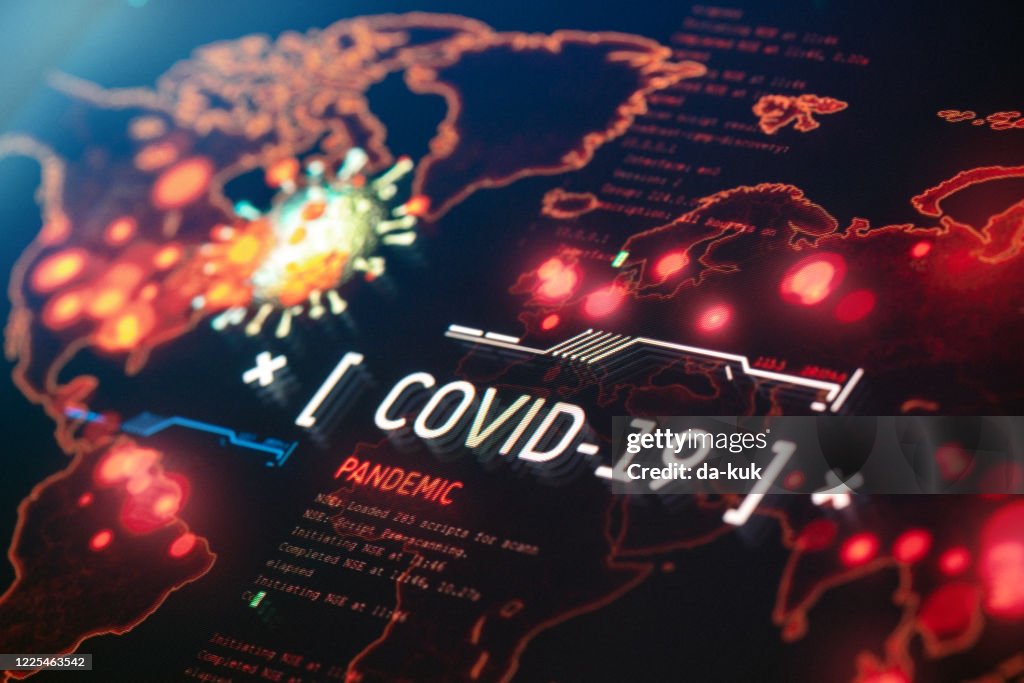 COVID-19 Pandemie auf einer Weltkarte