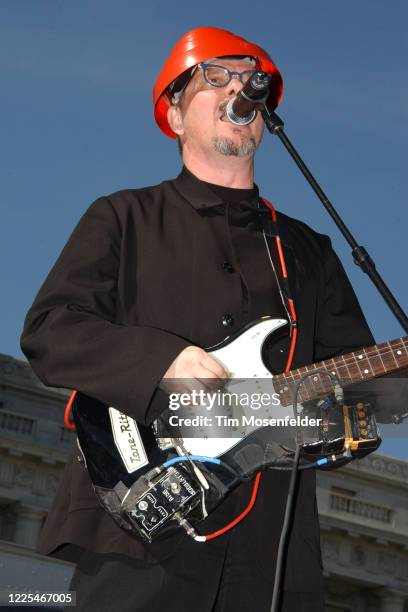 Mark Mothersbaugh of Devo performs during Nissan's Z Tour at the Civic Center on October 25, 2002 in San Francisco, California.