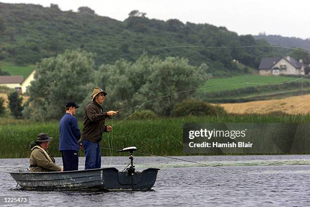 Matthew Hayden and Wade Seccombe of Australia enjoy some fishing, in a lake outside Belfast, Ireland. DIGITAL IMAGE Mandatory Credit: Hamish...