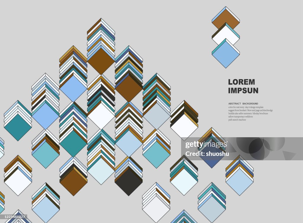 Abstract Color Geometric Perspective Cube Pattern Background High-Res ...