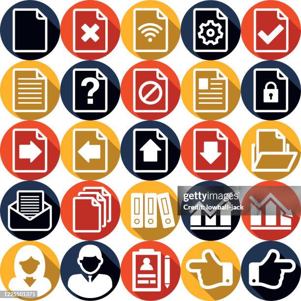 office round flat design icon set with side shadow stock illustration. - tick insect stock illustrations