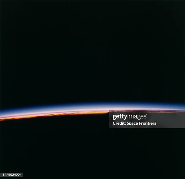 The sunset as seen from Space Shuttle Challenger during NASA Mission STS-6, 4th-9th April 1983.