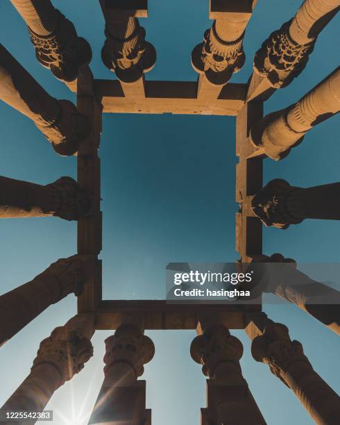 egypt architecture ancient time with blue sky - aswan egypt stock pictures, royalty-free photos & images