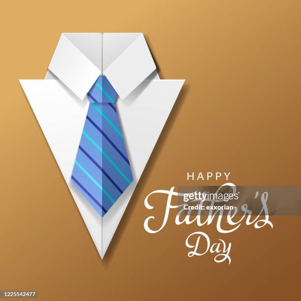 father's day shirt & necktie - folding origami stock illustrations