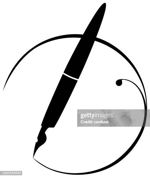 stockillustraties, clipart, cartoons en iconen met zwart-wit ontwerpvulpen - vulpen