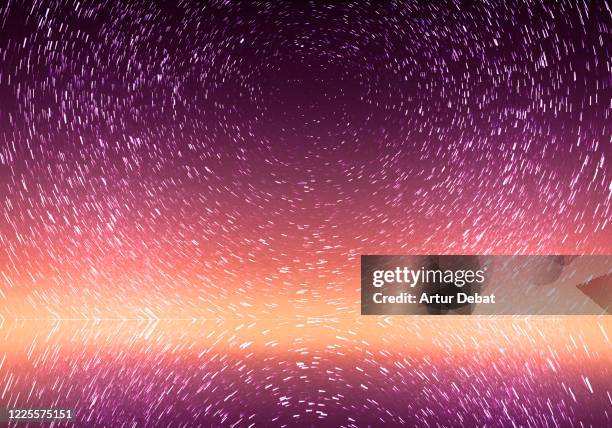 beautiful gradient twilight sky with stars and reflection. - north star background stock pictures, royalty-free photos & images