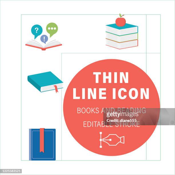 books and reading line icons - book club stock illustrations