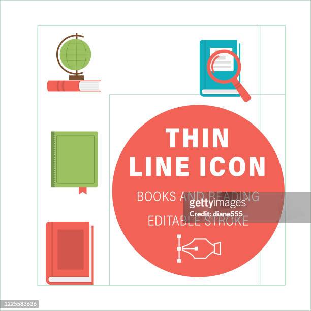 books and reading line icons - book club stock illustrations