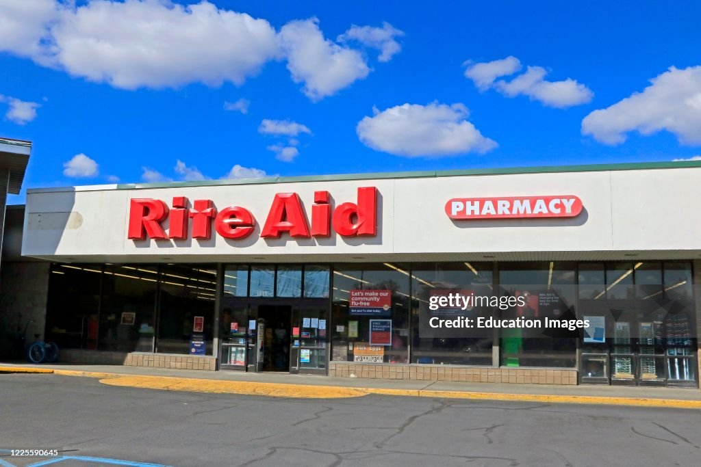 Entrance into Rite Aid drug store with store logo above entry,... News ...