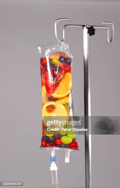 iv drip full of fruit - vitamin iv stock pictures, royalty-free photos & images