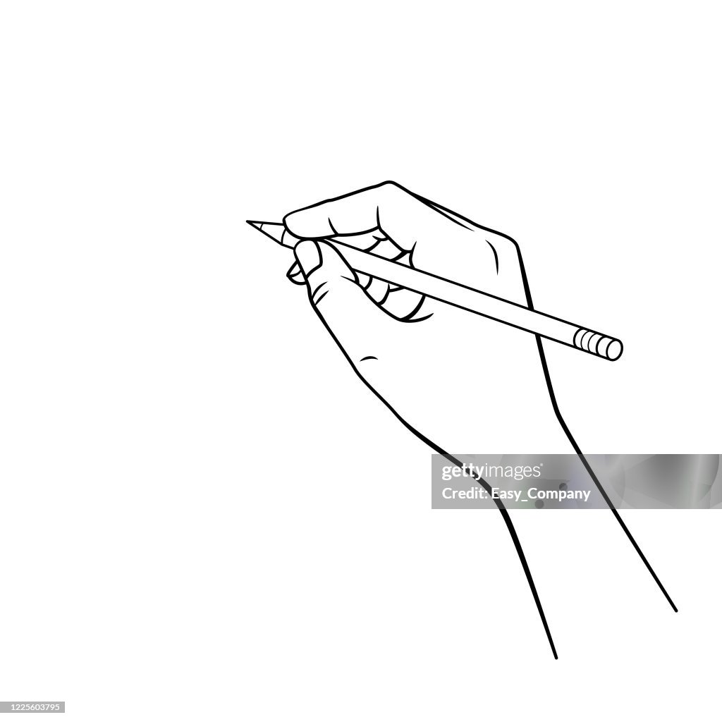 Using Pencil Hand Hand Holding Pencil Sketch