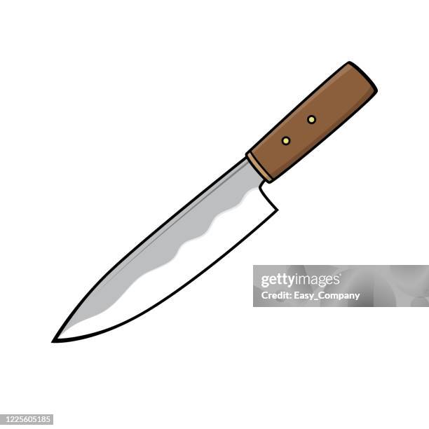 kitchen knife brown handle in a white background for assembling or creating teaching materials for moms doing homeschooling and teachers searching for images for teaching materials such as flashcards or children's books. - chef cutting meat stock illustrations