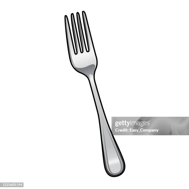 kitchen stainless steel fork in a white background for assembling or creating teaching materials for moms doing homeschooling and teachers searching for images for teaching materials such as flashcards or children's books. - kitchen table close up stock illustrations