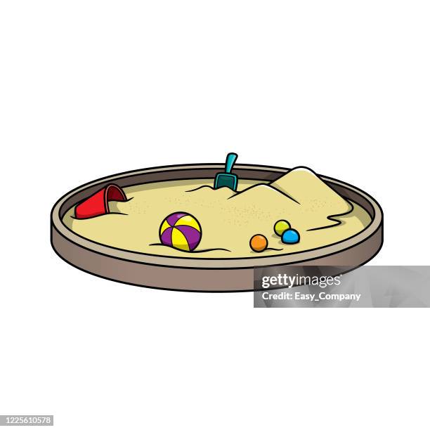 sandkasten-illustration auf einem spielplatz kann als unterrichtsmaterial für lehrer verwendet werden, um kinderbücher zu machen. oder lassen sie eltern dokumente erstellen begleiten sie die lektion - sandkasten stock-grafiken, -clipart, -cartoons und -symbole