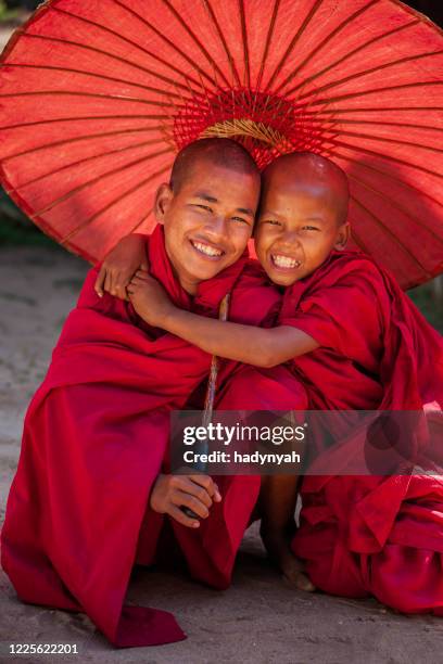 novice buddhist monks, myanmar - burma stock pictures, royalty-free photos & images