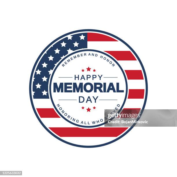 gedenktag abzeichen. erinnern sie sich und ehren sie sich. vektor - american flag clip art stock-grafiken, -clipart, -cartoons und -symbole