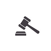 Judge gavel Icon, Vector Simple illustration isolated on white background