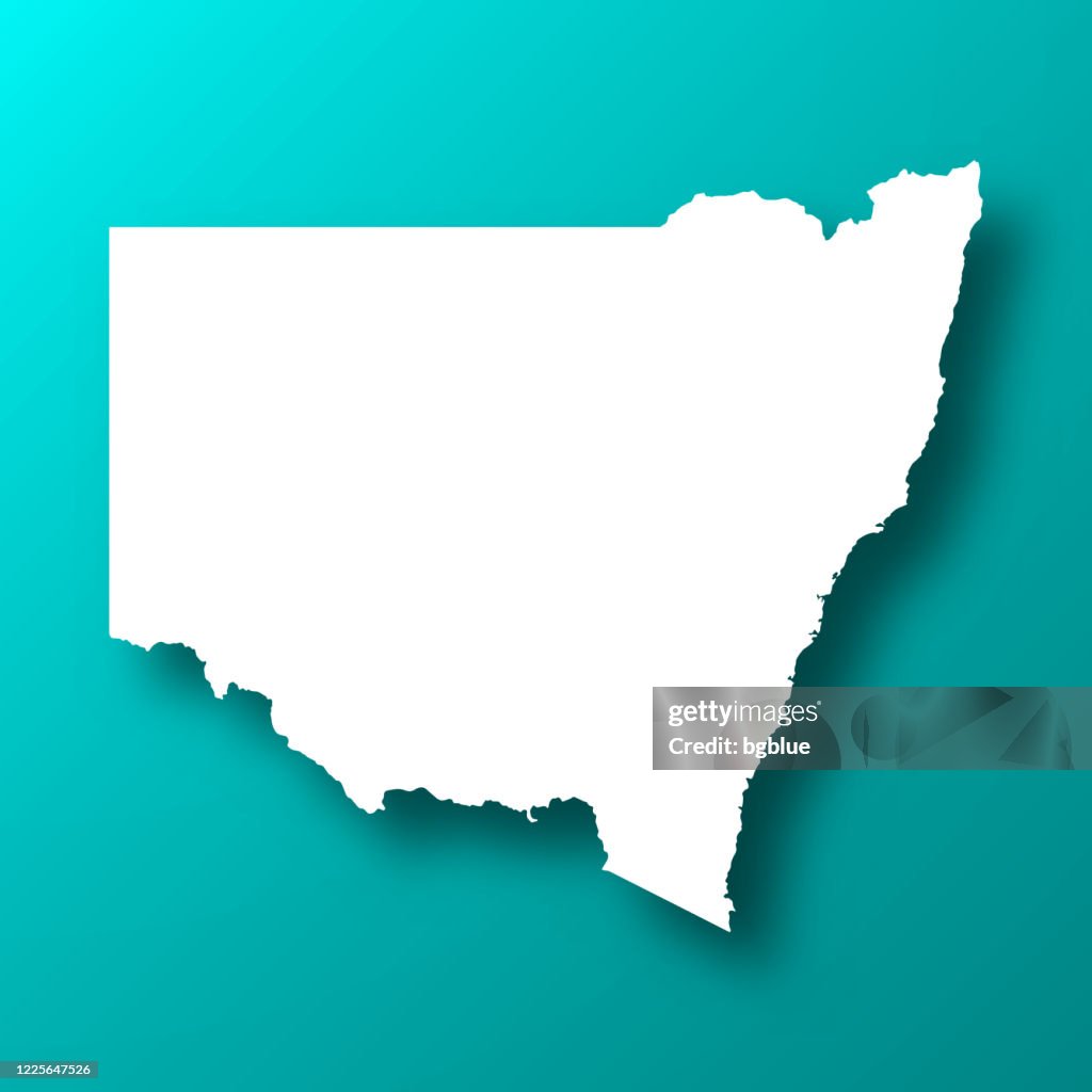 De kaart van New South Wales op Blauwe Groene achtergrond met schaduw