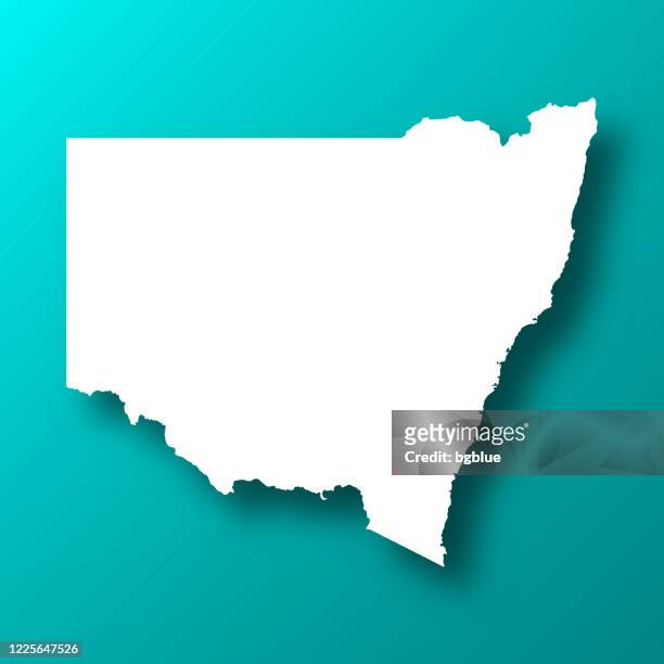 new south wales map on blue green background with shadow - new south wales stock illustrations