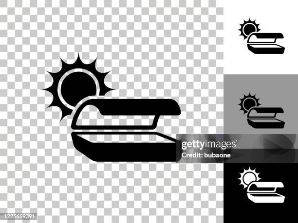 tanning bed icon on checkerboard transparent background - fake tan stock illustrations