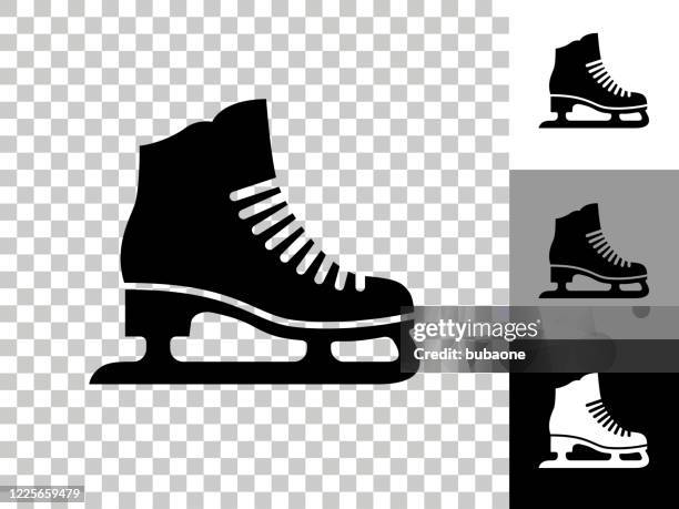 ice skates icon on checkerboard transparent background - ice skate stock illustrations