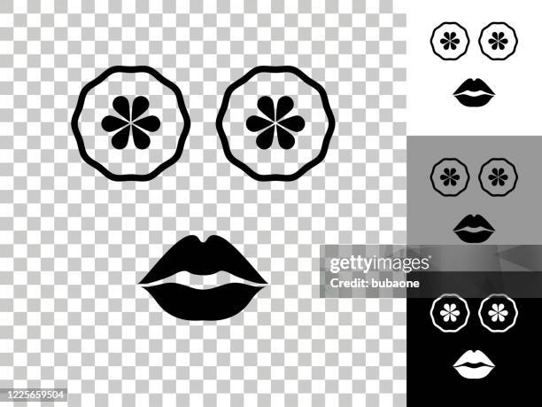 face mask icon on checkerboard transparent background - cucumber white background stock illustrations