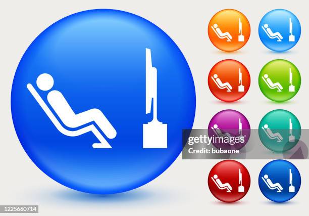 man watching tv icon - looking at multiple monitors stock illustrations
