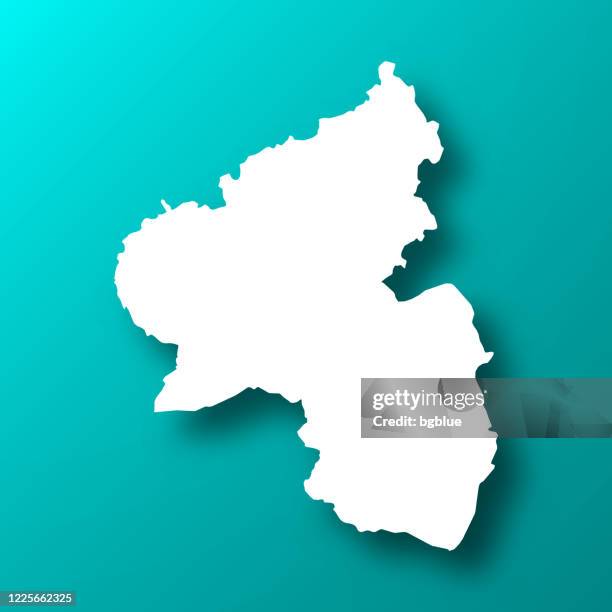 rhineland-palatinate map on blue green background with shadow - rhineland palatinate stock illustrations