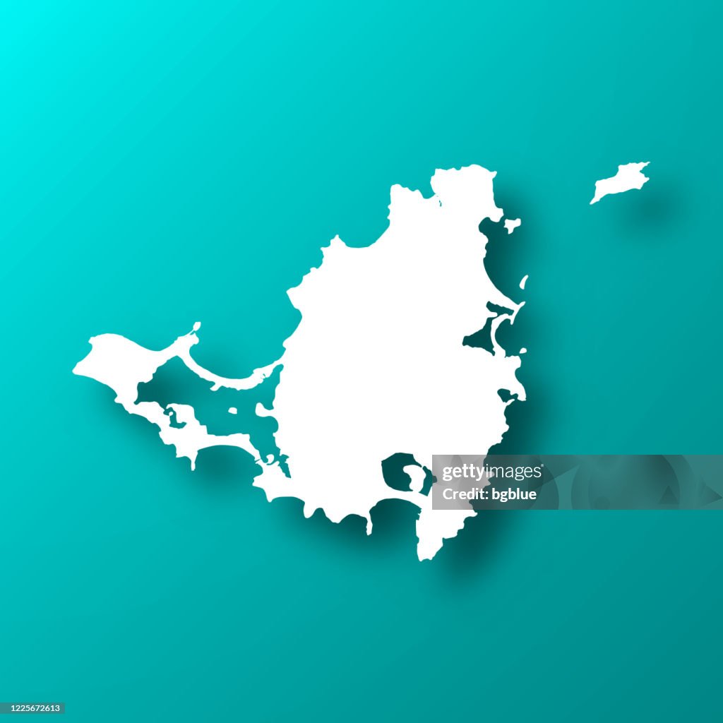 Sint Maarten Island map on Blue Green background with shadow