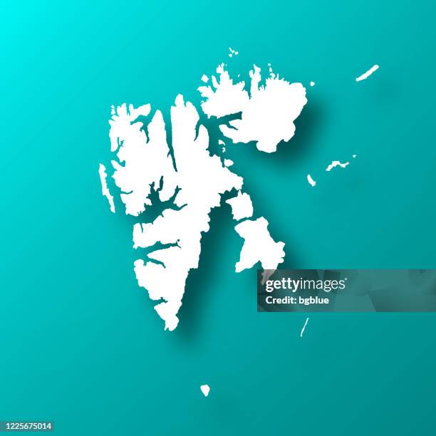 svalbard map on blue green background with shadow - nordic archipelago stock illustrations