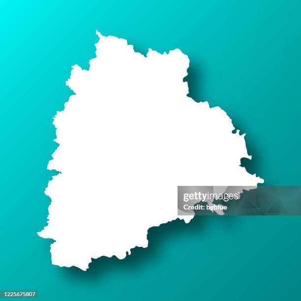 bildbanksillustrationer, clip art samt tecknat material och ikoner med telangana karta på blå grön bakgrund med skugga - telangana