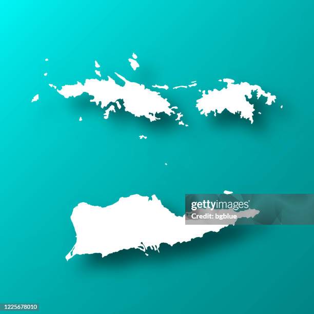 u.s. virgin islands map on blue green background with shadow - us virgin islands stock illustrations