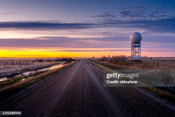 weather radar tower in sunset - radar stock pictures, royalty-free photos & images