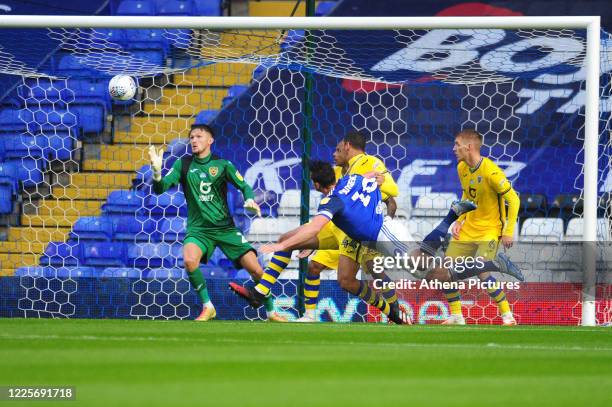 Lukas Jutkiewicz of Birmingham City scores the opening goal during the Sky Bet Championship match between Birmingham City and Swansea City at the St....