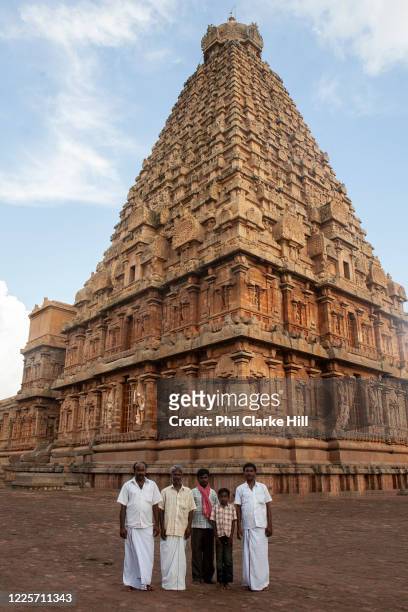 Pilgrims seen in front of the Brihadeeswarar temple on 25th November 2009 in Tanjore / Thanjavur, Tamil Nadu, India. Brihadeeswarar Temple, also...