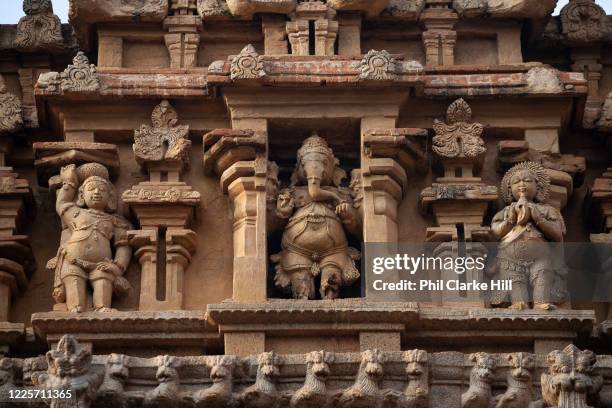 Sculptures in the Brihadeeswarar temple on 25th November 2009 in Tanjore / Thanjavur, Tamil Nadu, India. Brihadeeswarar Temple, also called...