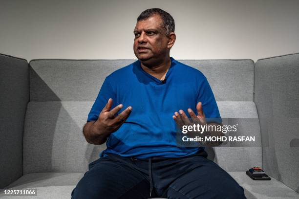 AirAsia boss Tony Fernandes speaks to Agence France-Presse during an interview at his office in Kuala Lumpur on July 9, 2020. - AirAsia boss Tony...