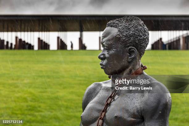 Kwame Akoto-Bamfo's 'Nkyinkim' sculpture, dedicated to the memory of the victims of the Transatlantic slave trade at the entrance of the National...