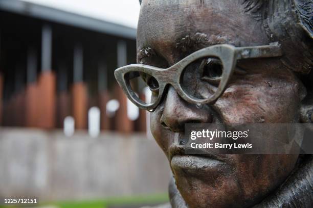 Dana King's 'Guided By Justice' statue, dedicated to black women who sustained the Montgomery Bus Boycott standing in The National Memorial for Peace...