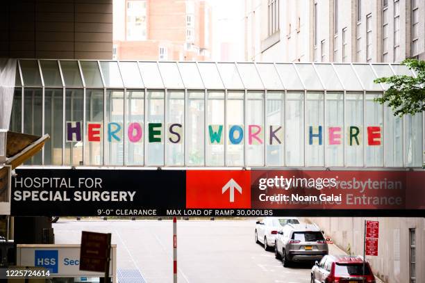 View of the NewYork-Presbyterian Hospital ambulance entrance during the coronavirus pandemic on May 18, 2020 in New York City. COVID-19 has spread to...